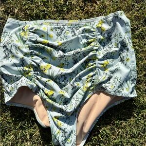 Kortni Jeane Floral Bikini Bottoms with Yellow and Green Accents